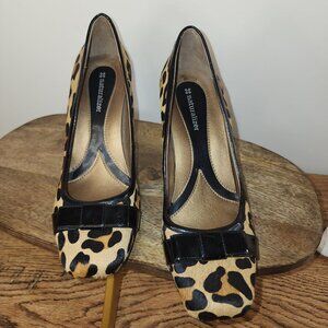Naturalizer Faux Leopard Hair Black Bow Comfort Heels-Size 8.5
